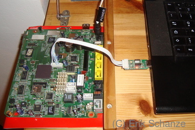 Platine am Adapter um OpenWRT aufzuspielen